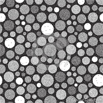 Abstract background with circles. Black and white grainy design. Stippling effect. Vector illustration. Pointillism pattern Vector Illustration