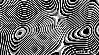 Abstract background with circular striped pattern black and white Cartoon Illustration