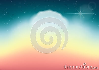 Abstract background with cloud ,sky and star in pastel color.Vector illustration.. Vector Illustration