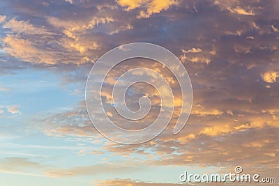 Abstract background with a cloud texture at sunset before a thunderstorm. Heavenly landscape. Beautiful morning blue sky painted Stock Photo