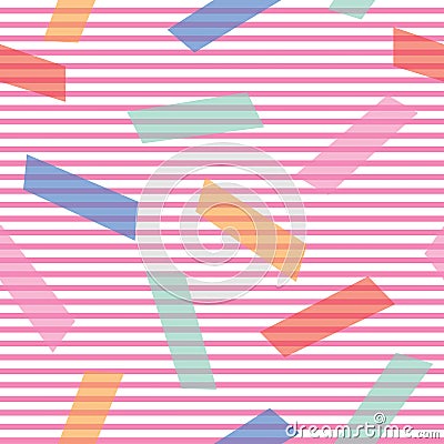 Abstract background with color blocks on thin stripes seamless vector decorative geometric pattern Stock Photo