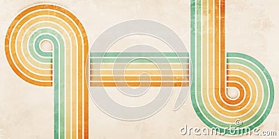 Abstract background of color lines in 70s Retro style. Vintage colourful stripes banner for Postcard, Social Media Vector Illustration