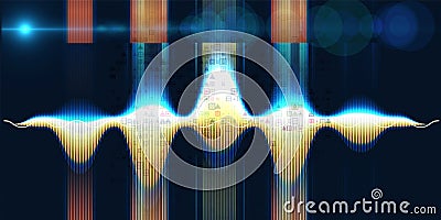 Abstract background with color sound wave lines and blurred lines. Technologyl data sound wave and spot light. For music wave Stock Photo