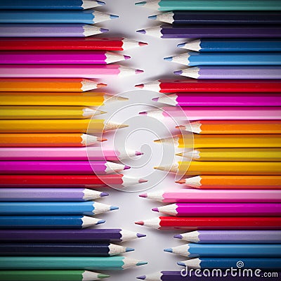 Abstract background of colored pencils Stock Photo