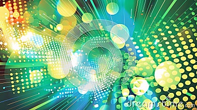 abstract background with colorful bokeh unfocused lights and rays Stock Photo