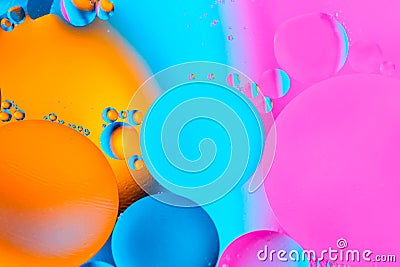 Abstract background with colorful gradient colors. Oil drops in water abstract psychedelic pattern image. Pastel colored Stock Photo
