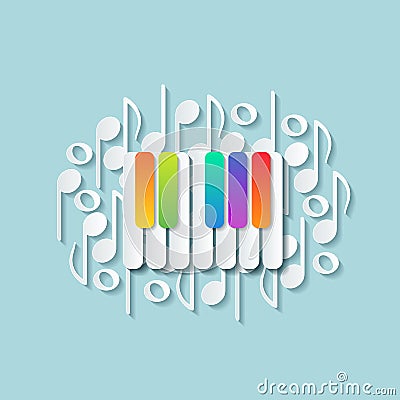 Abstract background with colorful keys of pianoforte Vector Illustration