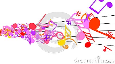 Abstract Background with Colorful Music notes. Stock Photo