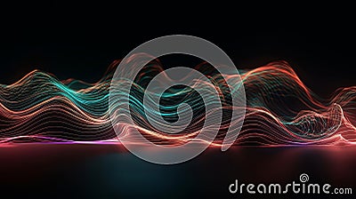 Abstract background of colorful neon wavy line glowi. Generative ai Stock Photo