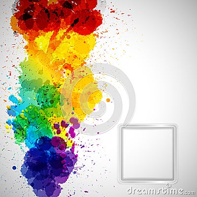 Abstract background with colorful paint stains and frame for you Vector Illustration