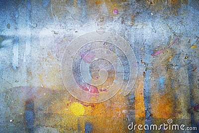 Abstract background from colorful painted on wall with grunge and scratched. Art retro and vintage backdrop Stock Photo
