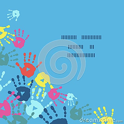 Abstract background with colorful palm prints Vector Illustration