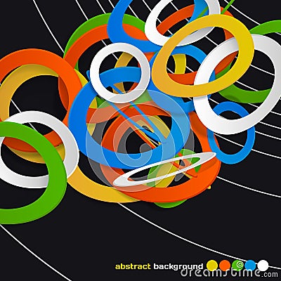 Abstract background of colorful rings in space Stock Photo