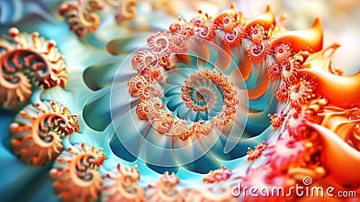 Abstract background with colorful spiral pattern fractal shapes, modern art wallpaper Cartoon Illustration