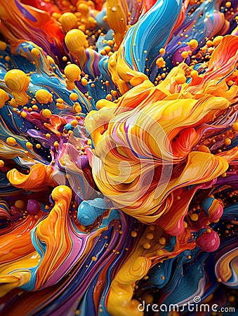 Abstract background with colorful splashes. 3d rendering, 3d illustration. Cartoon Illustration
