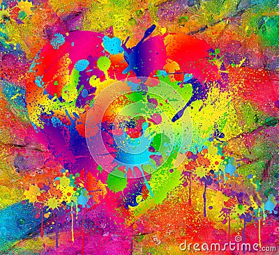Abstract background, colorful wet paint with blur effect. Modern digital art. Stock Photo