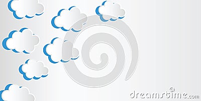 Abstract background composed of white paper clouds over blue. Vector Illustration