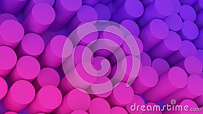 Abstract background composition with pink, vivid purple neon tubes cylinders in perspective. Neon gradient. Futuristic digital Stock Photo