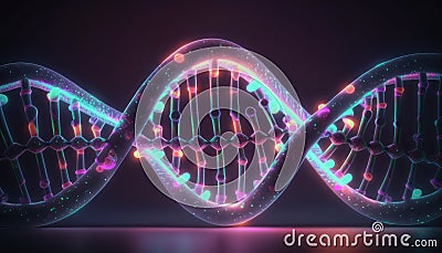 Abstract background concept of DNA string, DNA strain, DNA Spiral. Generative ai illustration Stock Photo