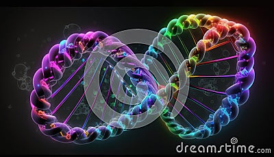 Abstract background concept of DNA string, DNA strain, DNA Spiral. Generative ai illustration Stock Photo