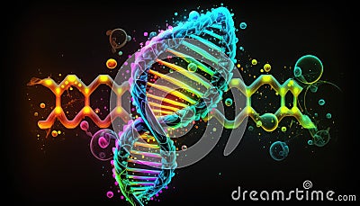 Abstract background concept of DNA string, DNA strain, DNA Spiral. Generative ai illustration Stock Photo