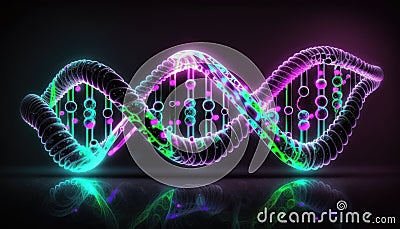 Abstract background concept of DNA string, DNA strain, DNA Spiral. Generative ai illustration Stock Photo