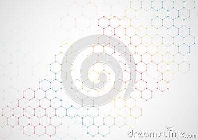 Abstract background with connecting hexagonal grid design Vector Illustration