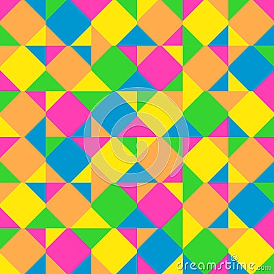 Abstract background consisting of colored squares and triangles Vector Illustration