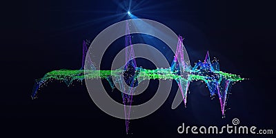 Abstract background contain color graph with spot on dark. Technology 3d wireframe polygonaly concept in virtual space. Big Data Stock Photo