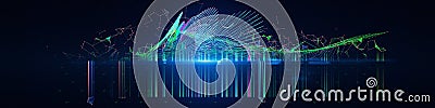 Abstract background contain color grid in web with blurred lines and glow. Technology 3d wireframe interlacement concept in Stock Photo