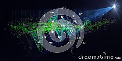 Abstract background contain polygonaly graph with data lines in spot. Technology 3d wireframe polygonaly concept in virtual space Stock Photo