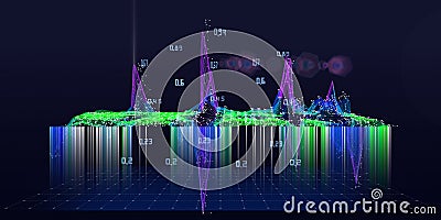 Abstract background contain polygonaly graph and net with data blurred lines. Technology 3d wireframe polygonaly concept in Stock Photo