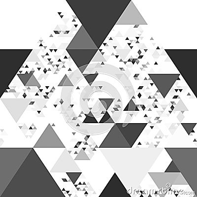 Abstract background containing a large number of triangles of different sizes and brightness. Blackandwhite illustration Cartoon Illustration