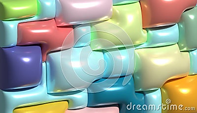 Abstract background with convex multicolored shapes, 3D rendering illustration Cartoon Illustration