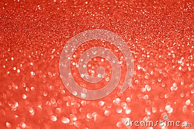 Abstract background in coral color. Glitter bokeh background. Main trend concept. Festive backdrop for your projects Stock Photo