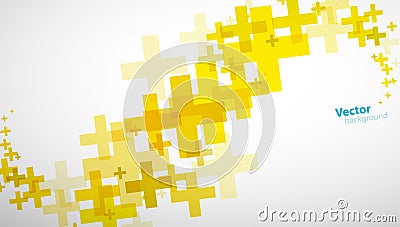 Abstract background created of yellow plus sign. Vector Illustration