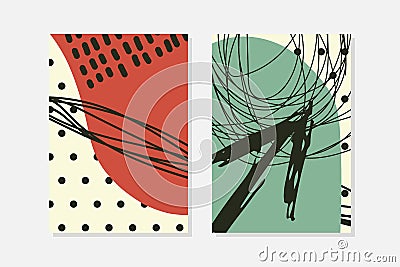 Abstract background creative universal geometric cards doodle art header with different shapes and textures Vector Illustration