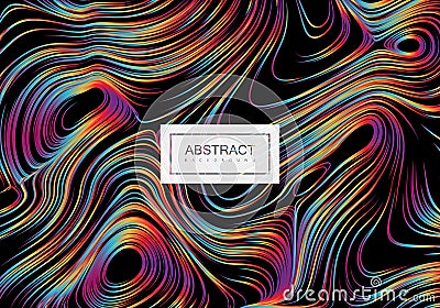 Abstract background with curled linear rainbow pattern Vector Illustration