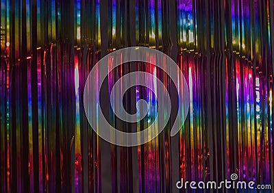 Abstract background curtain with decorative bands of colored shiny rain Stock Photo