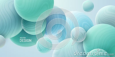Abstract background with 3d dynamic spheres Vector Illustration