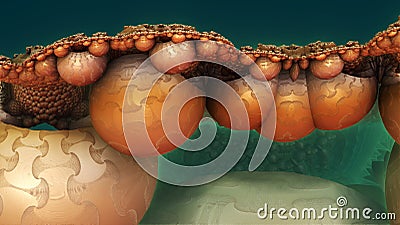 Abstract background 3D, fantastic ancient civilization architecture Cartoon Illustration