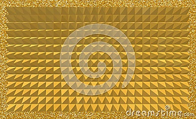 Abstract background of 3D golden pyramids with glittery frame Stock Photo