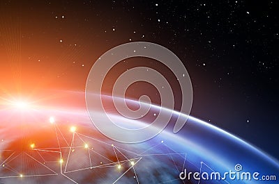 Abstract background of deep space. In the far future travel. New technologies and resources Stock Photo