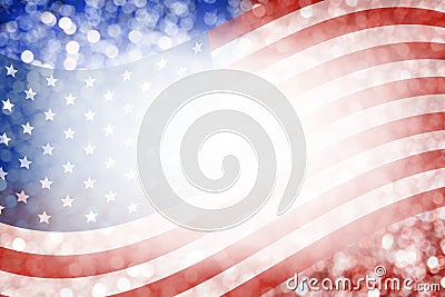 Abstract background design of american flag and bokeh for 4 july Stock Photo