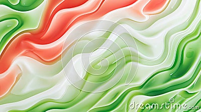 Abstract background design with red, white, and green waves flowing and mixing, creating a dynamic and visually Stock Photo