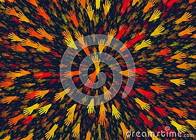 Abstract background from different open hands Stock Photo