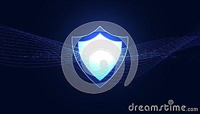 Abstract background digital concept cyber security shield anti virus malware spy protection cyber theft security On a blue-black Vector Illustration