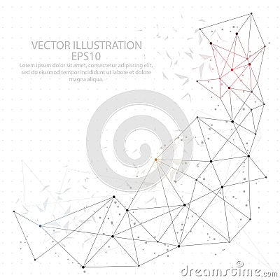 Abstract background digitally drawn low poly triangle wire frame. Vector Illustration