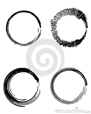 Abstract background Doodle brush strokes set black circles Vector Illustration