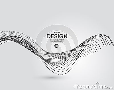 Abstract background with dots lines. Vector particles. Halftone wavy line. Vector Illustration